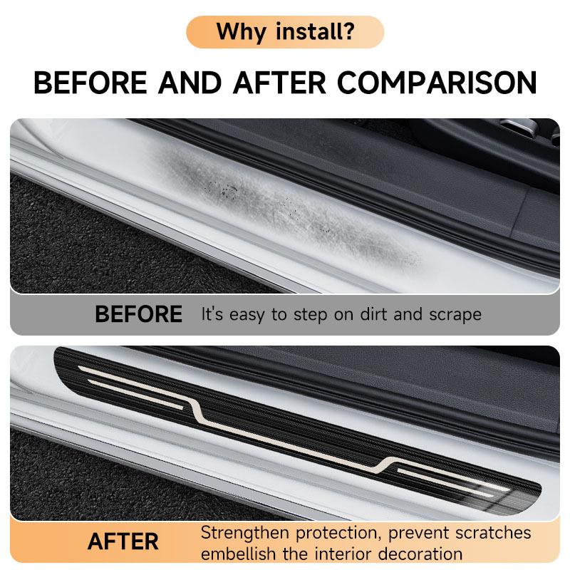 Stainless Steel Car Door Threshold Protection Stick Bumper Moldings Chrome Trim Auto Protector Accessories Styling Black