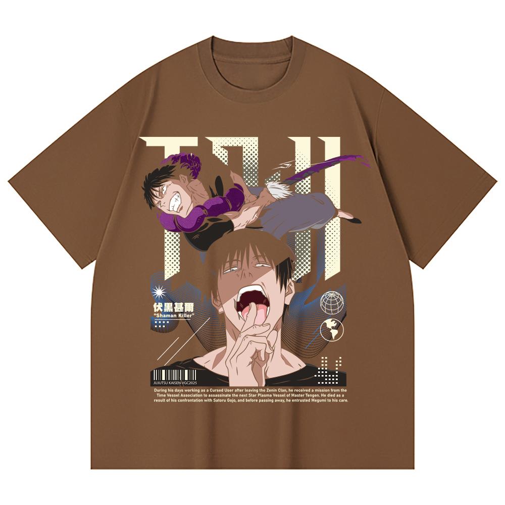 230 Gsm 100% Cotton Jujutsu Kaisen V47 Toji Print Unisex Heavy Cotton T Shirt