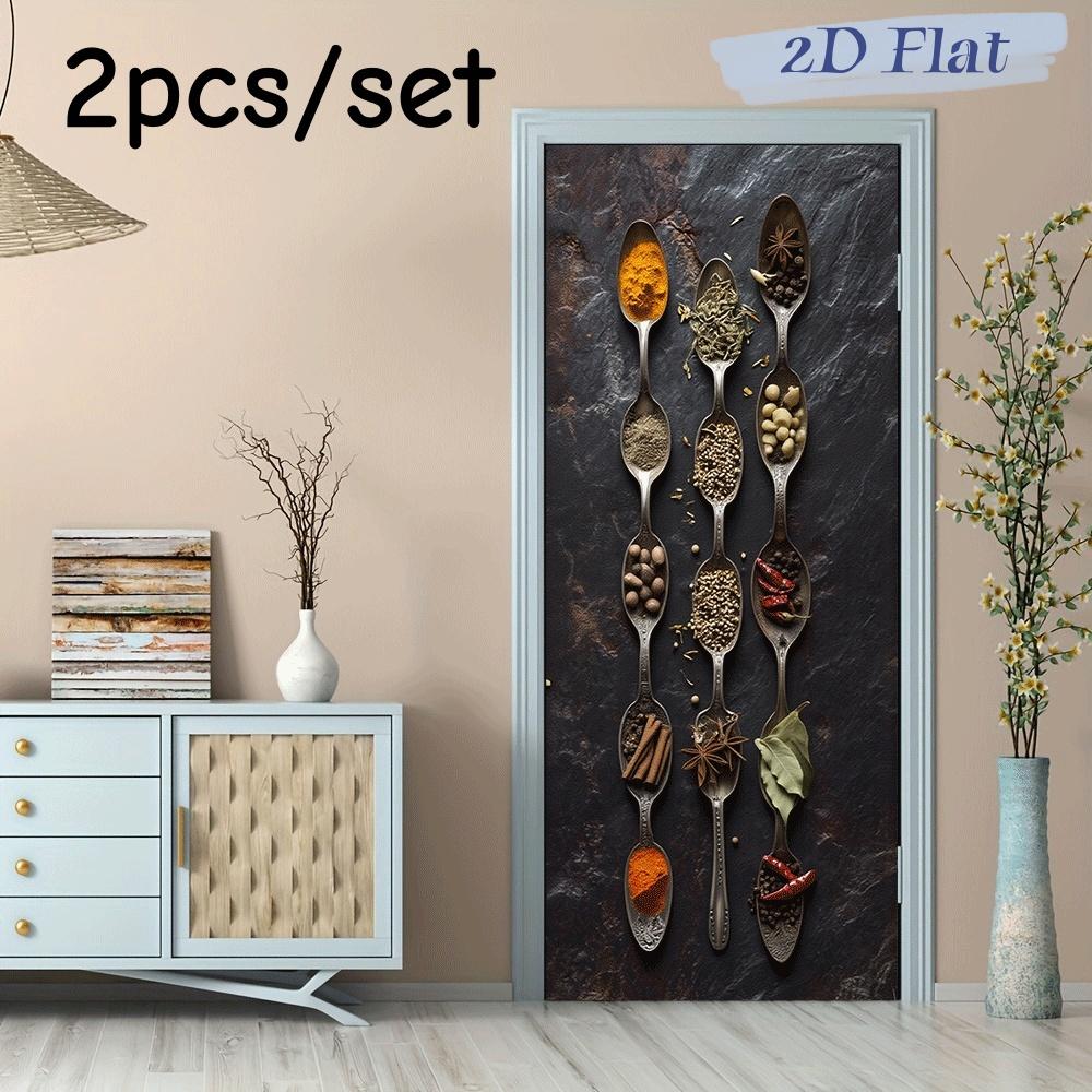 

2pcs kitchen wall decoration, Indian style spice wall stickers, restaurant background wall self-adhesive wallpaper, Southeast As (as the picture,38.5x200cmx2)