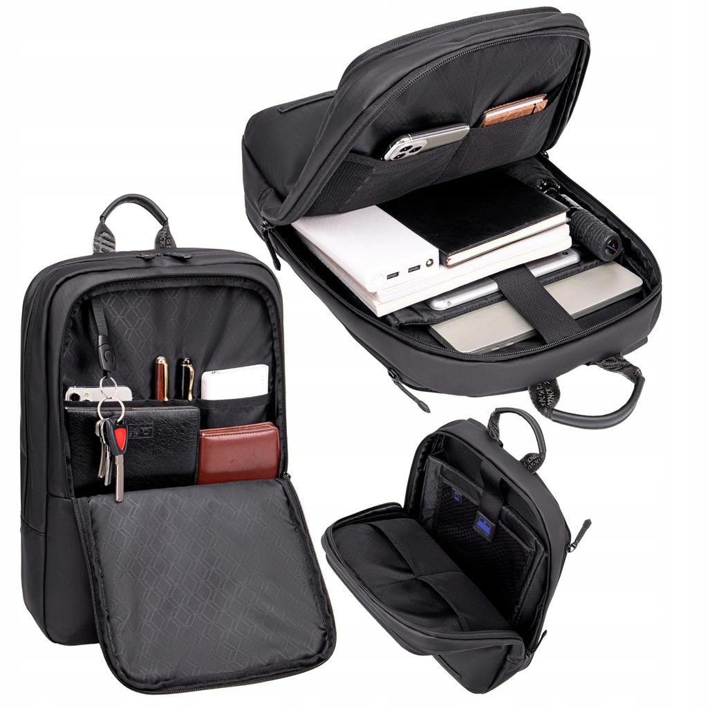 Szary plecak biznesowy miejski, wodoodporny, 22 l, na laptopa 15,6", stylowy i funkcjonalny. arctic hunter b00529 grey.