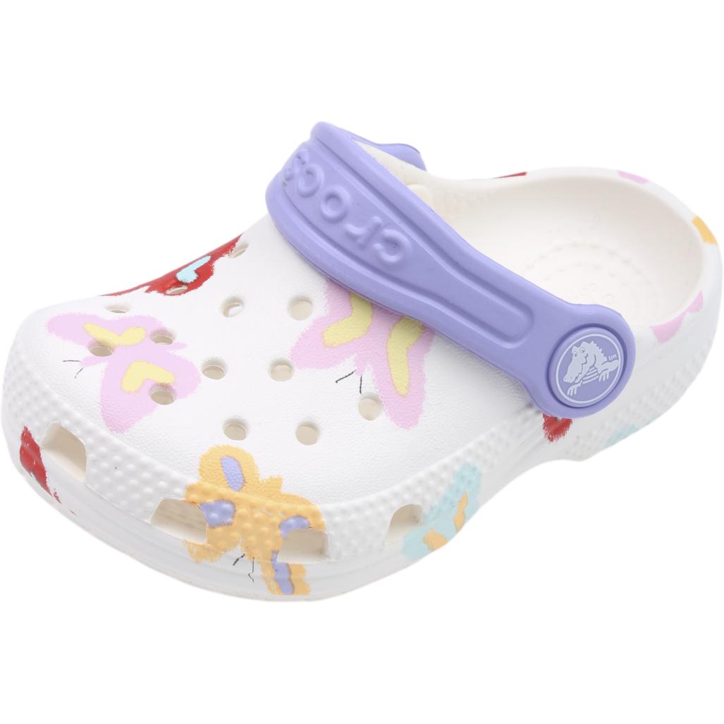 

Crocs Классические сабо с графикой бабочки Модные Удобные Прочные Низкие кроссовки для ходьбы Детские сабо Белый Фиолетовый 211263-0WV 25-26