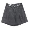 Women Plus Size Denim Shorts 5XL Summer Design High Waist Half Pants Loose Wide-leg Jeans Pants Grey Trendy Streetwear