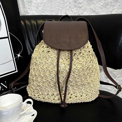 High Quality Vacation Casual Fashion Straw Backpack Summer Hollow Out Large Capacity Simple Versatile Backpack for Women