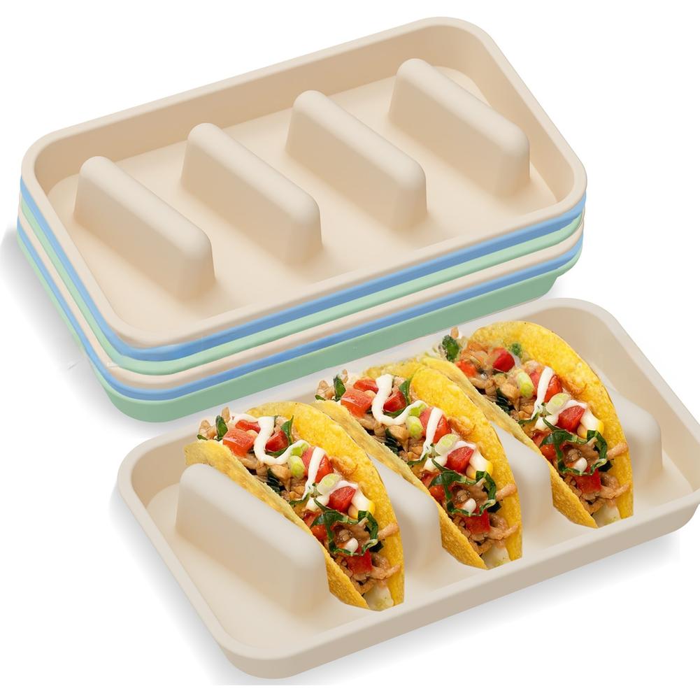 Silicone Divided Taco Tray Rack For Tortillas 28.6*16.5*3CM For Holding Tortillas And Tacos Tableware Cookerware Kitchen Tools