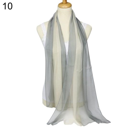 Fashion Gradient Color Voile Scarf Women Lightweight Soft Long Neck Wrap Shawl