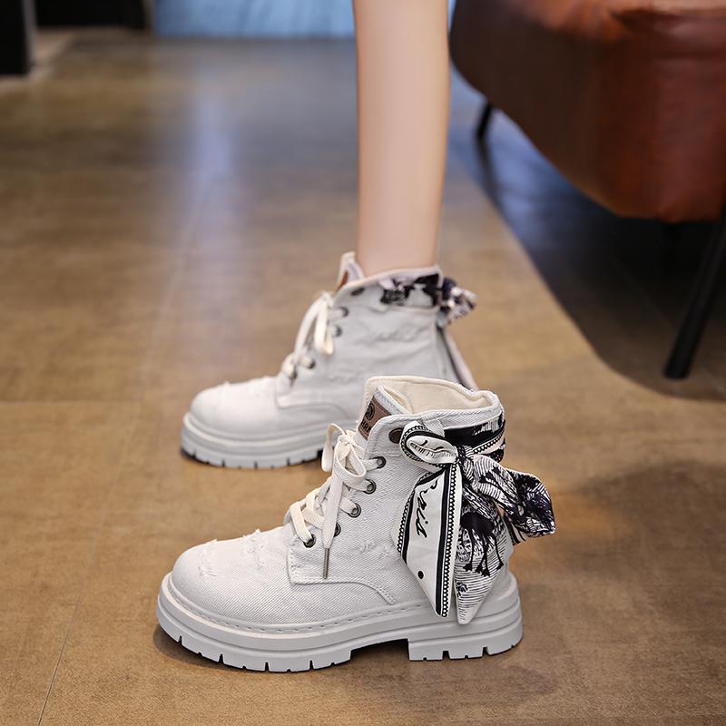 2026 New Black Canvas Shoes High Top British Style Trendy Motorcycle Boots Couple Boots