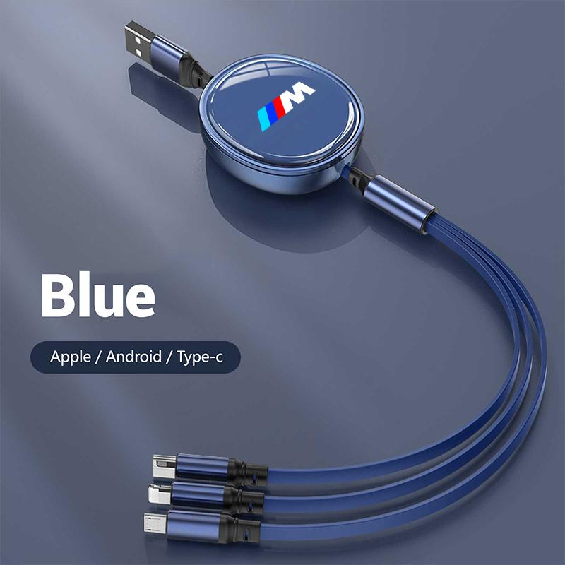 100W Data Cable 3 in1 Fast USB Cable Retractable Charging Line Micro USB Type C Charger Cable For BMW M E36 E39 E93 G20 G21 X6