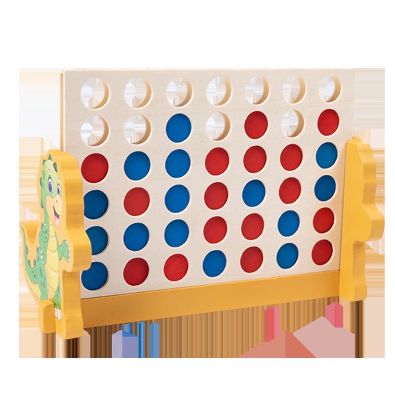 3D Wooden Four-in-a-Row Puzzle Toy for Young Children's Early Education, Hands-On and Brain-Teasing with Parent-Child Interaction