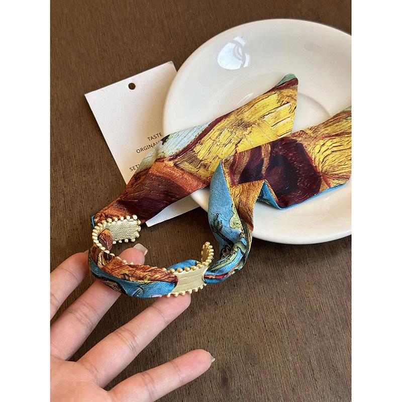 European and American Silk Scarf Winding Wide Surface Hollow Bracelet Personality Exaggerated Bracelet Jewelry Women