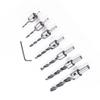 7-Piece Adjustable Three-Point Woodworking Countersink Drill Set - High-Speed Steel for Precision Chamfering and Hole Drilling