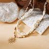 Unisex Boho Surfer Layered Necklace for Women Man Cowrie Shell Choker Tribal Wood Bead Sun Pendant Summer Beach Vacation Jewelry