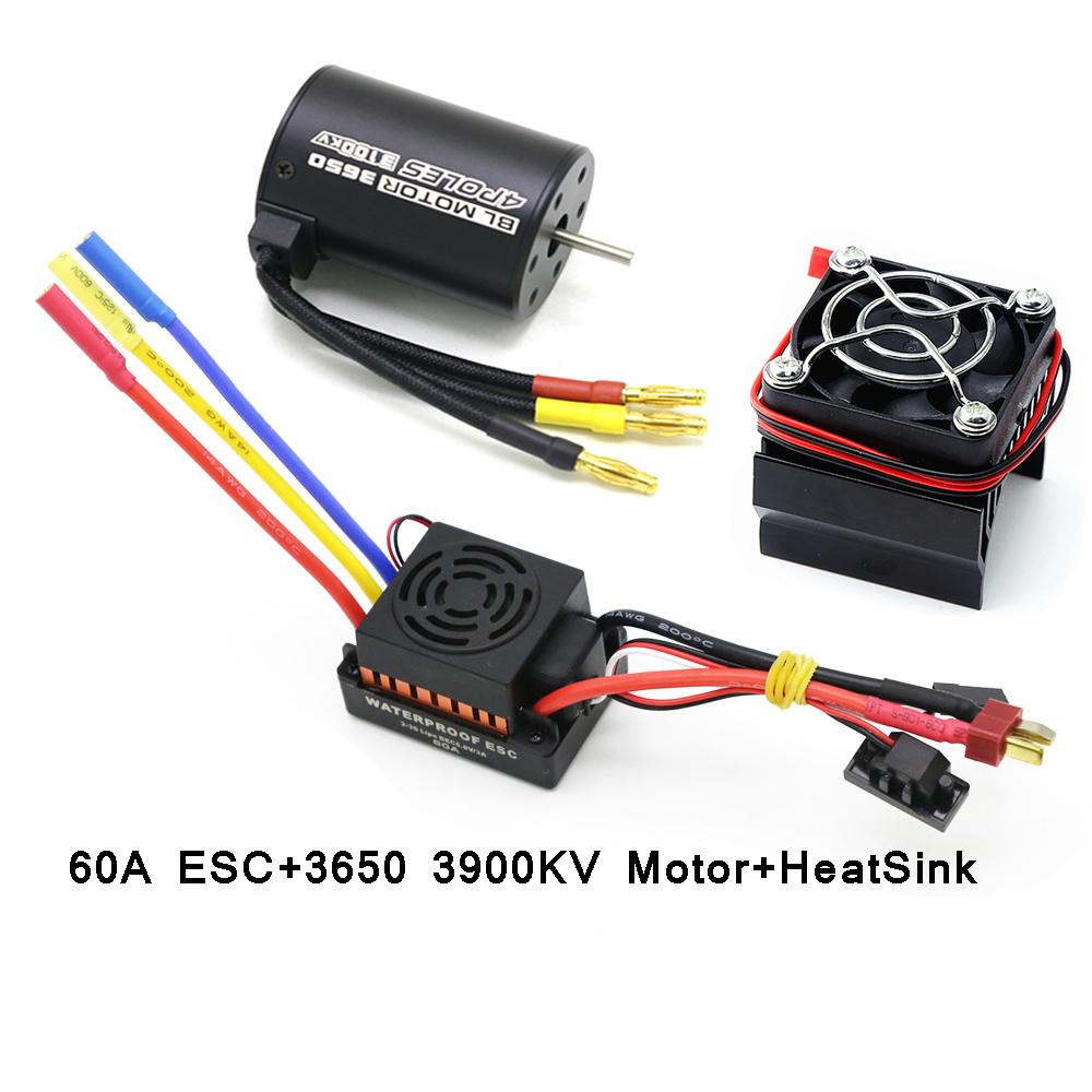 Motor RC Impermeabil 3650 3100KV 3900KV 4300KV KV5200 Motor Fără Perii cu Placă de Programare ESC 60A Combo pentru Mașină Camion Jucărie RC 1/10
