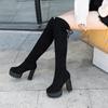 Women's Non-Slip Elastic Over-the-Knee Boots - 2025 Autumn/Winter, Petite, Versatile Chunky High Heel, Slimming Long Boots