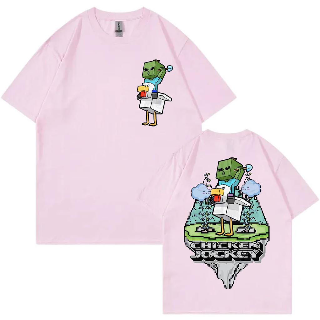 Chicken Jockey Game Cartoon Graphic T Shirts Men Women Y2k Fashion Short Sleeve Tshirt High Quality Cotton Clothing Tshirts