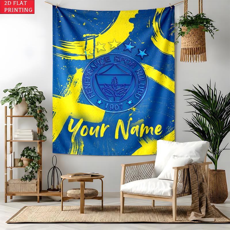 Fenerbahce Custom Name Tapestry Personalized Wall Art Hanging Bohemian Home Decor for Bedroom Dorm Living Room