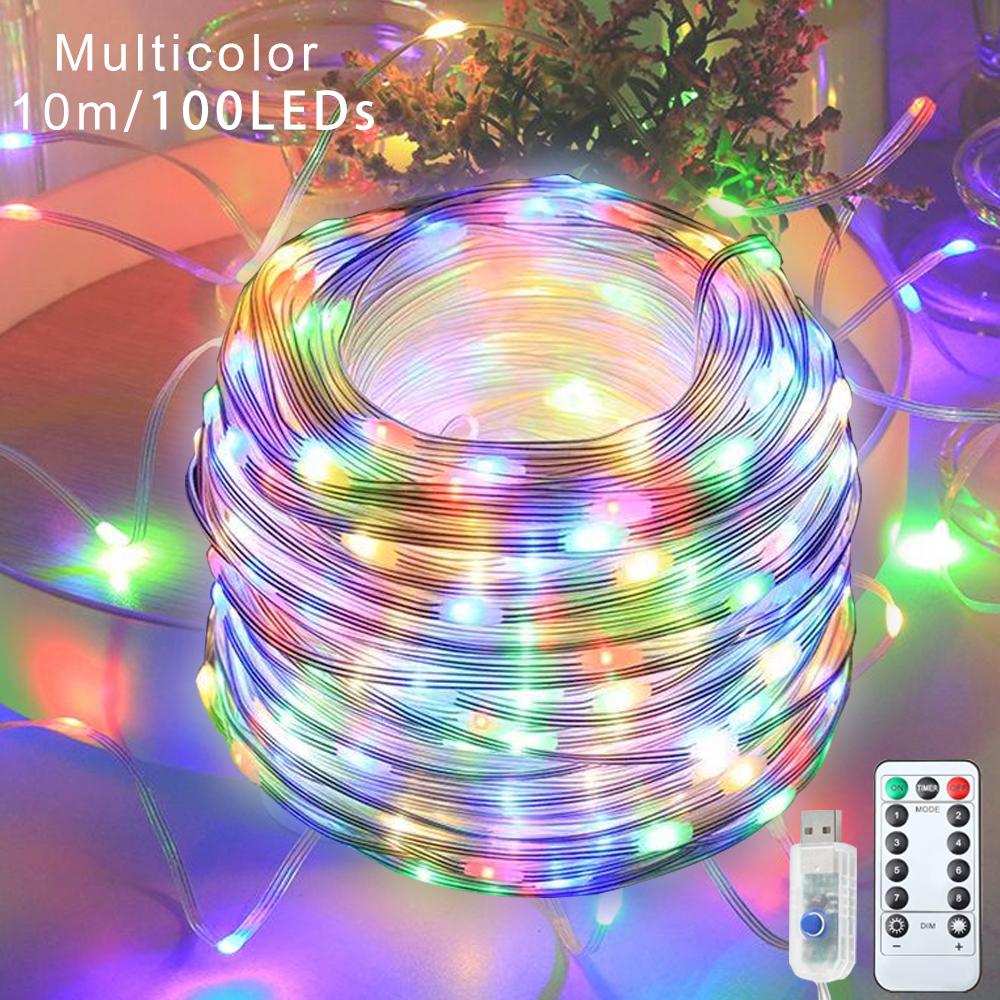 

50/100/200 светодиодных гирлянд, USB-подключение, 8 режимов, подвесные гирлянды с пультом дистанционного управления для спальни, помещения, улицы, свадеб, вечеринок