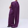 Pantaloni Lunghi Casual da Donna in Raso con Vita Elastica a Gamba Larga