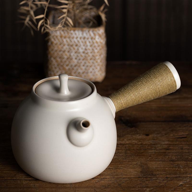 3 Stil Beigefarbene Keramikkessel Teekanne Teegeschirr Set Milch Oolong Tee Tie Guan Yin Puer Weißer Teekanne Teegeschirr Typ