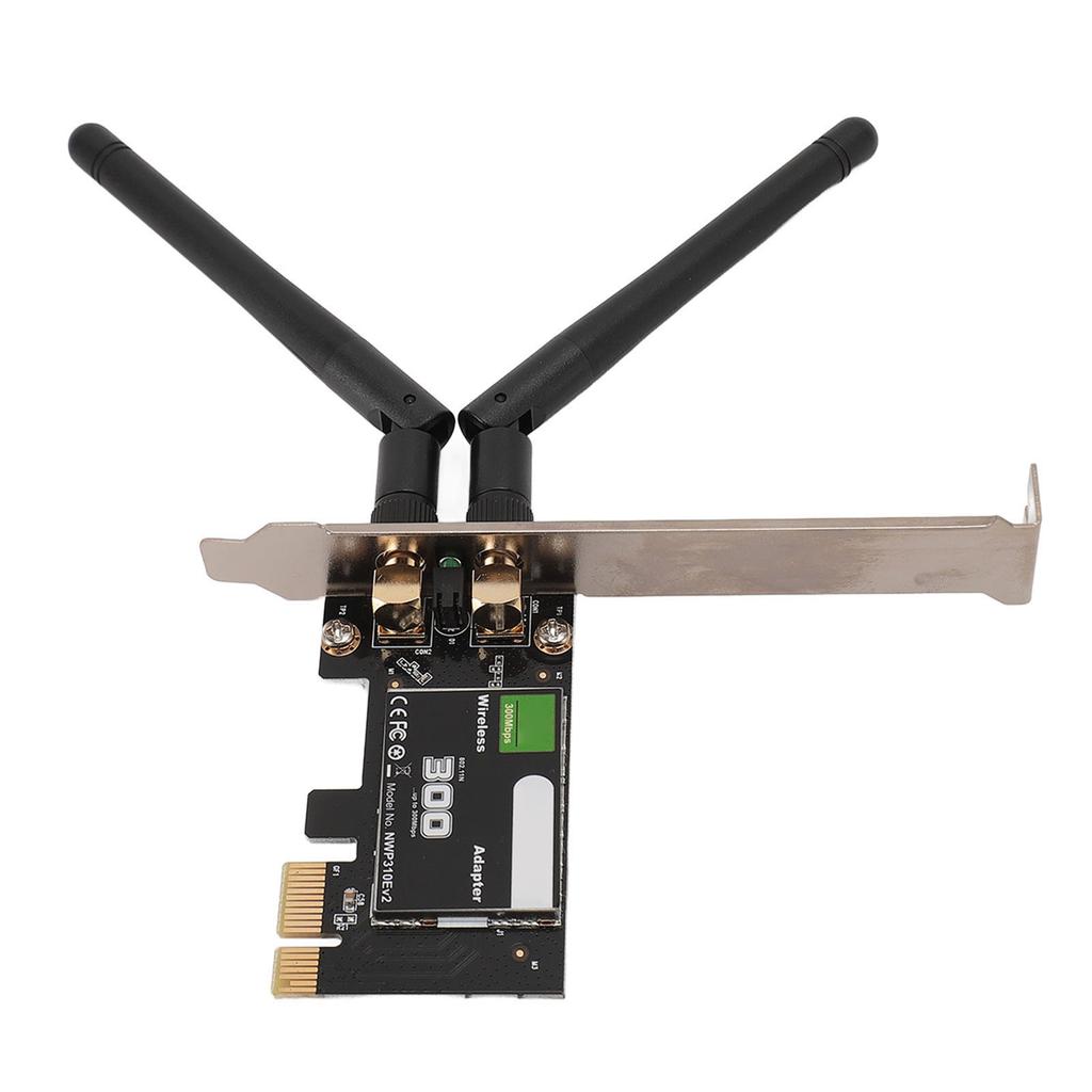 Wireless PCIE WiFi Adapter 300Mbps 2.4GHz High Performance Computer Network Card with 2 Antenna for WINS 7 8 10 11