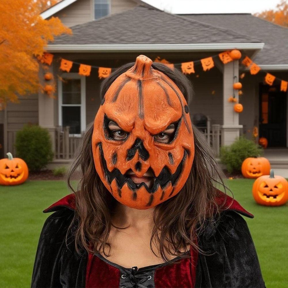 Realistic Pumpkin Halloween Mask 3D Halloween Cosplay Mask Novelty Full Face Mask  Carnival Party
