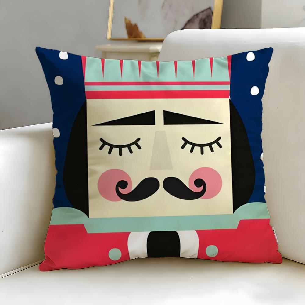 classic doll Nutcracker Doll Cushion Cover Soft  EasyWash Pillow Case  Versatile for Couch Bed Travel and Office