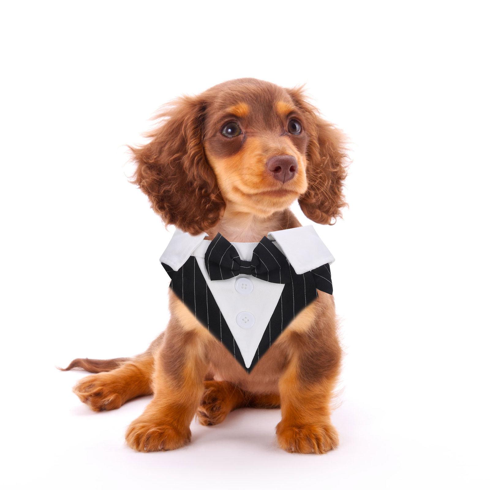 

Stylish Adjustable Dog Formal Tuxedo Costume Elegant Bow Tie Decorative Buttons Noble Look for Puppy Wedding Special Occasions L