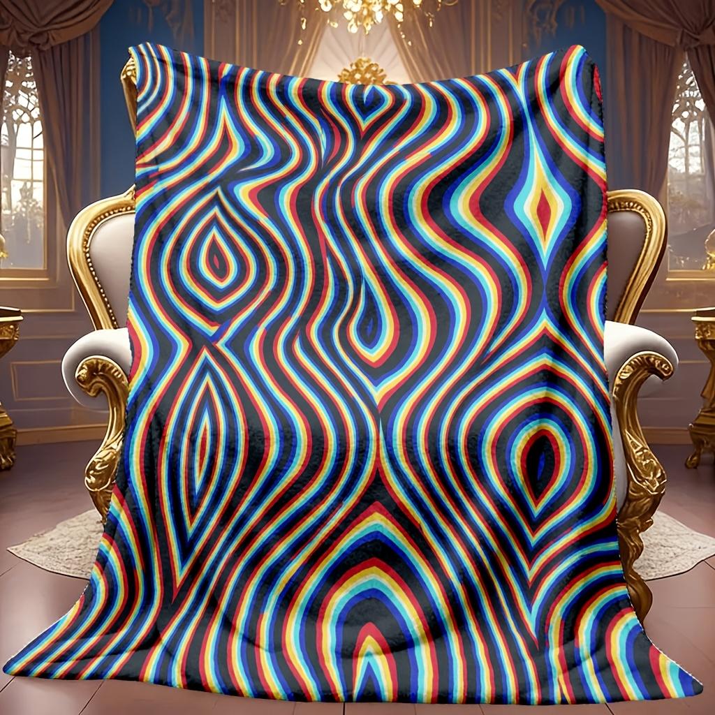 Bold Groovy Pattern Ultra Soft Bed Throw Blanket Versatile Home Accent For Coffee Shop Office Supermarket Store Display