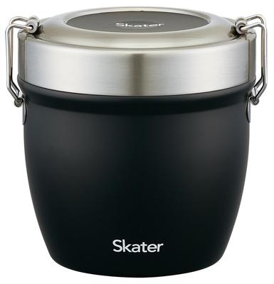 Skater Insulated Lunch Rice Bowl Two 800ml Stainless Vacuum Box, Shape, Tiers, Capacity, Steel, Insulated, Black, STLBD8AG-A