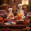 Funny Skeleton Gifts 2Pcs/Set Couple Statues, with Pumpkin Figurines, Men Unique Photography Props Women Ornaments for Halloween Table Mantel