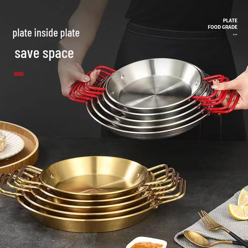 Golden Double-Ear Stainless Steel Seafood & Crayfish Hot Pot with Spanish Fried Chicken Plate