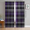 2pcs- Purple geometric checkered printed curtains, pole bag curtains, Christmas decorations, home decorations, room decorations