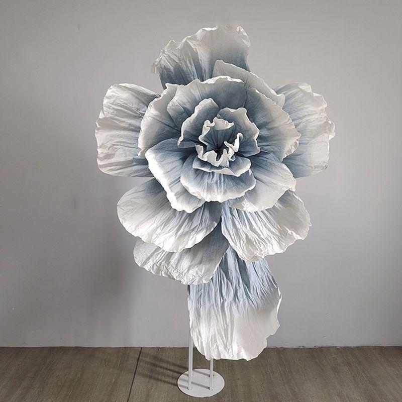 Duża Dekoracja Ślubna z Papierowych Kwiatów - Plisowane Plastikowe Kwiaty na Tło Hotelowe, Gigantyczne Rekwizyty Kwiatowe z Papieru Artystycznego, Produkt Gotowy