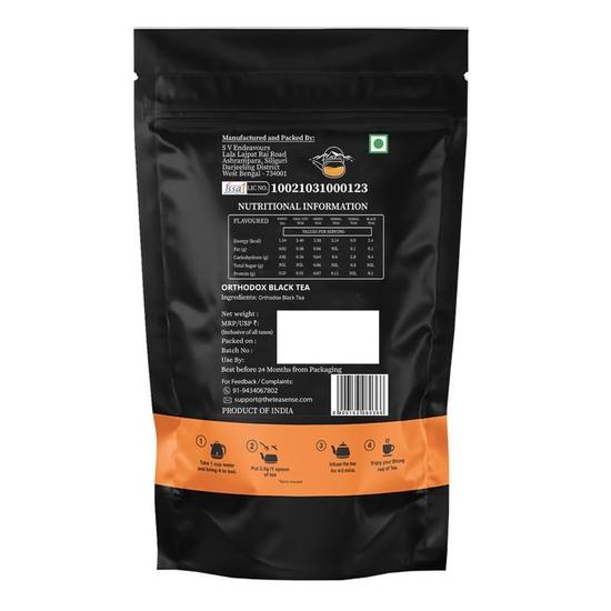 TEA SENSE Orthodox Black Tea | 100 G Loose Leaf | Smooth High-Energy Refreshing Brew | Premium Black Tea from Darjeeling | Makes 50 Cups+