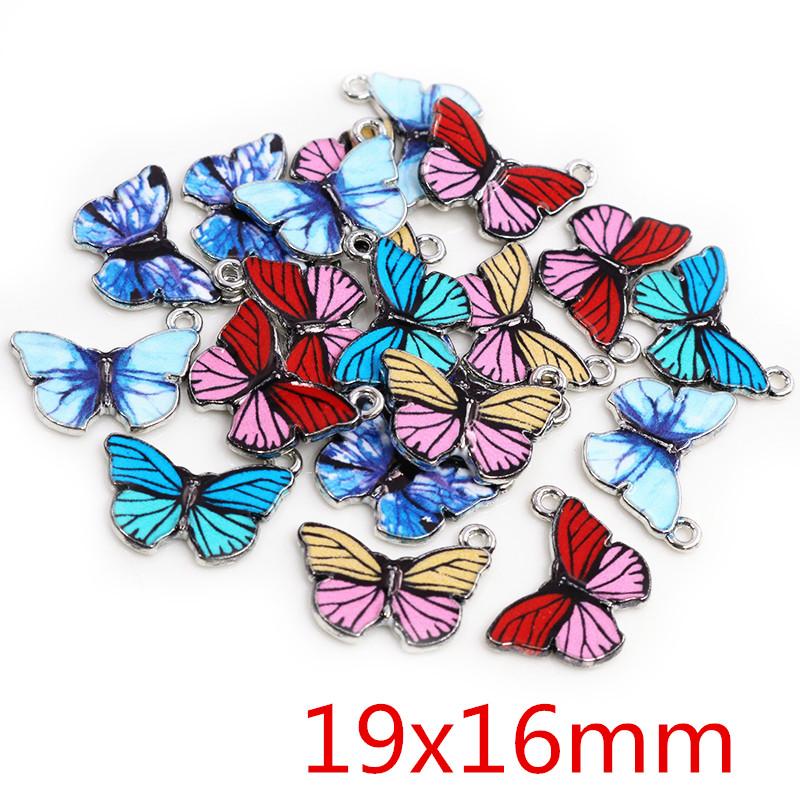 10pcs 21x15mm 19x16mm Colorful Butterfly Charms Pendant Enamel Metal Charms Necklace Bracelet DIY Jewelry Making Accessories