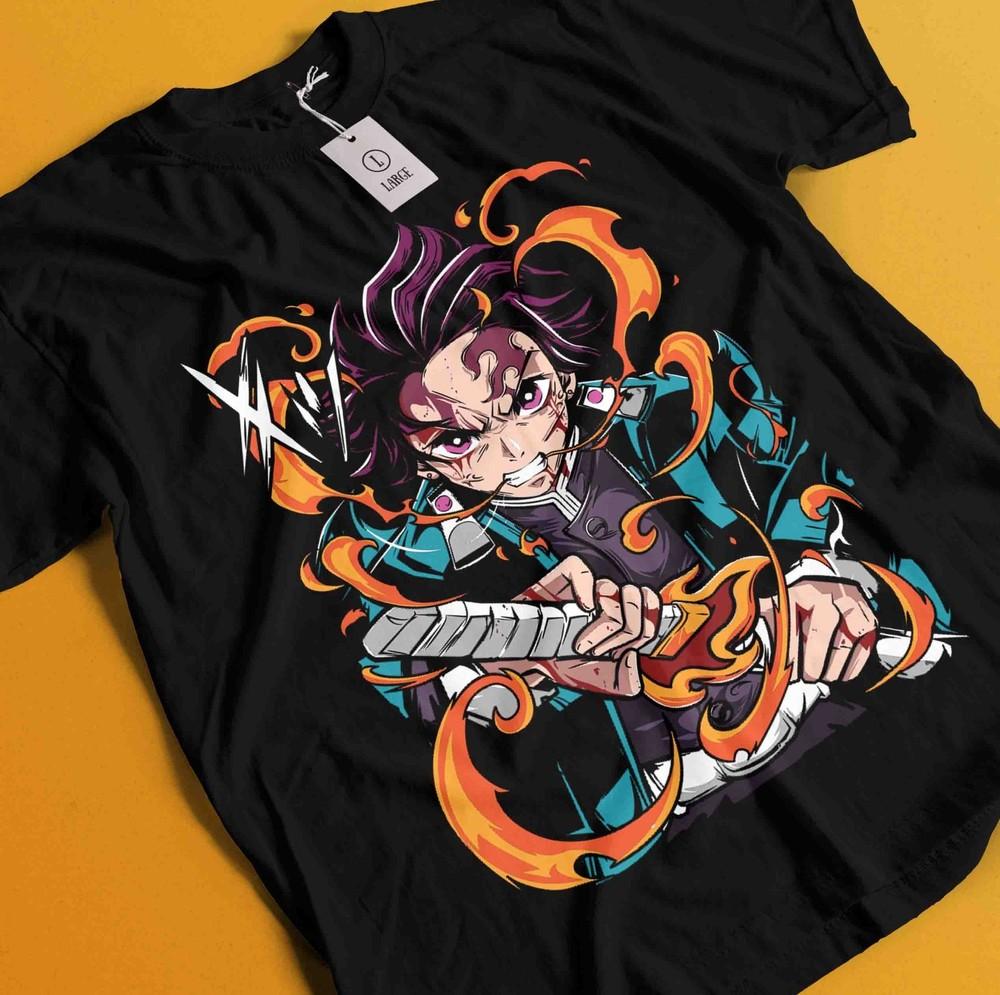 

Demon Slayer Shirt Tanjiro Tshirt Zenitsu T-Shirt Muzan Doma Tee Inosuke Nezuko XL