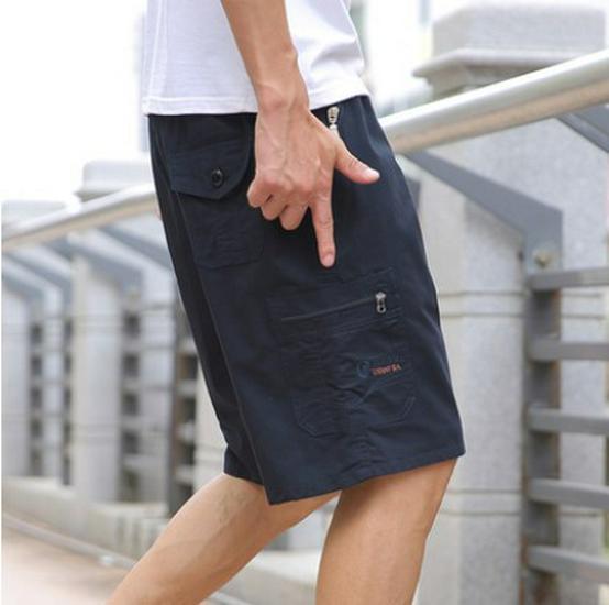 

Мужские шорты из выстиранного хлопка средней посадки с несколькими карманами 3XL синий/чёрный