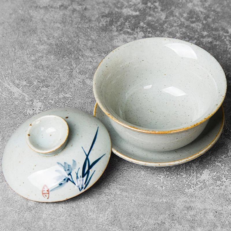 Handbemalte Orchidee Gaiwan für Tee Keramik Terrine mit Deckel Teegeschirr Reise Kung Fu Tee Set Chinesische Tasse Schalen Chawan