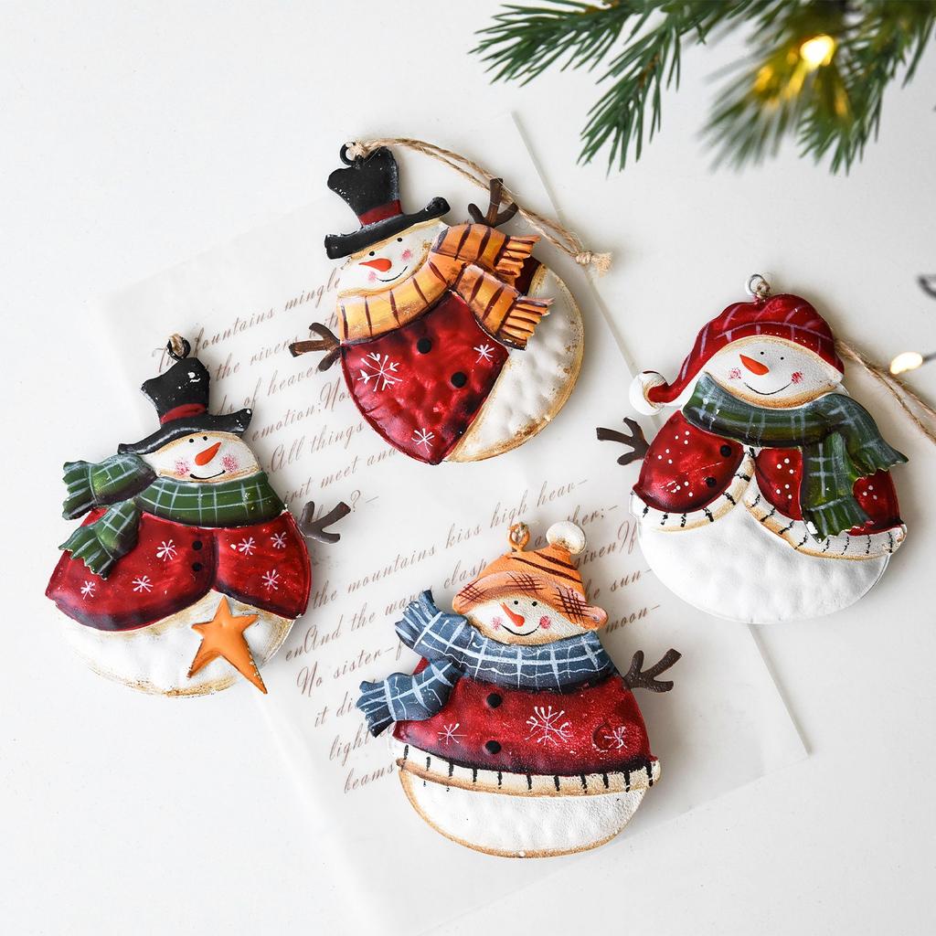 Christmas Tree Decorations Iron Circular Snowman Christmas Tree Pendant Decoration For Party 2026 Navidad Natal Decor Gift