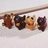 Adorable Cat Desktop Figure: Green, Black, Gold & Purple Sandalwood Solid Wood Gift