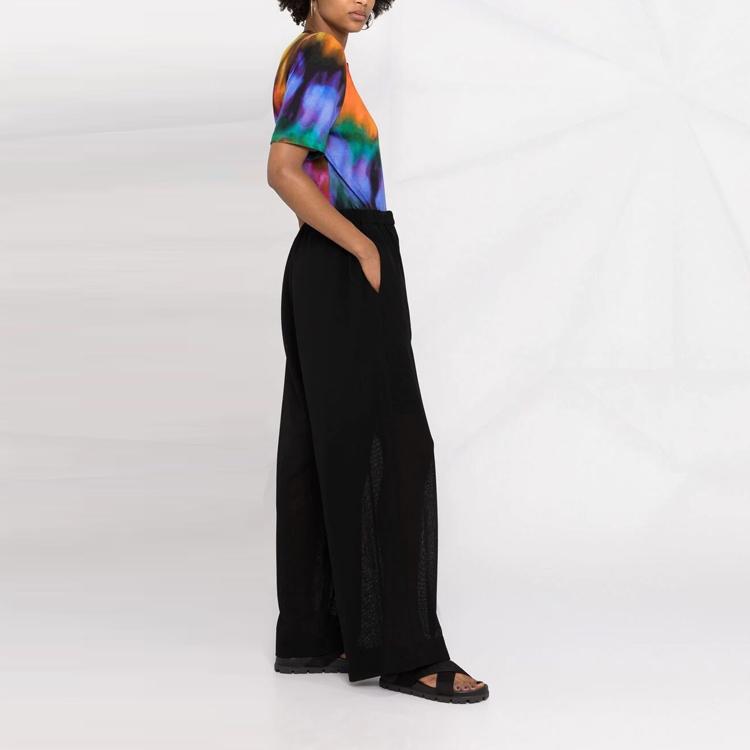Y-3 High Waist Solid Color Wide Leg Trousers Women Bottoms Black GT5300