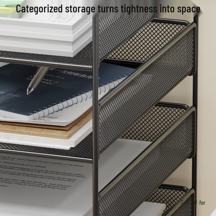 Multi-Layer Desktop File Organizer: A4 Rack & Storage Shelf for Office