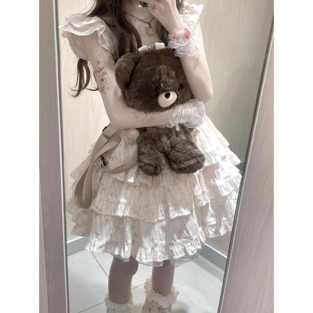 Suspender Xiaofei Sleeve Dress New Casual Women's Xia Small Man Waist Sweet and Spicy Princess Cake Fluffy Dress