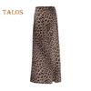 Women Skirt High Waist Leopard Print Sheath Fishtail Shape Floor Length Zipper Closure Half-opening Breathable Soft Party Prom Maxi Skirt