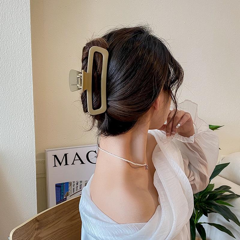Frosted simple square shark clip back head Pan hair grab clip advanced sense hair accessories