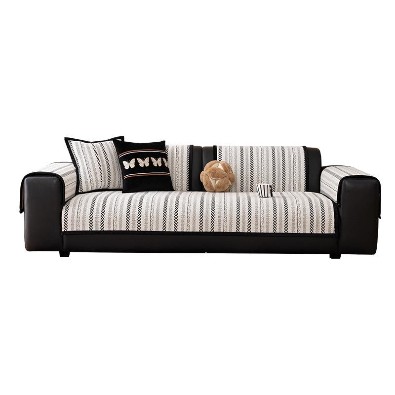 Light Luxury French Sofa Cushion Thousand Bird Grid Four-Season Universal Non-Slip Widened Chenille Seat Cushion