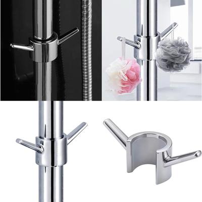 Upgrades 2pcs Shower Rod Hook Set Easy Install Not Drill Required Space Saving Shower Head Holder for Towels & Loofahs