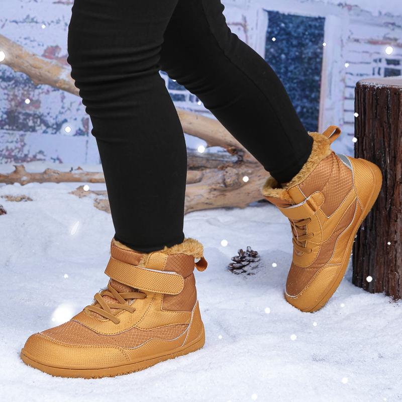 High-top Kids Cotton Shoes Plush Warm Snow Boots Boys Girls Winter Outdoor Hiking Sneakers Waterproof Non-slip