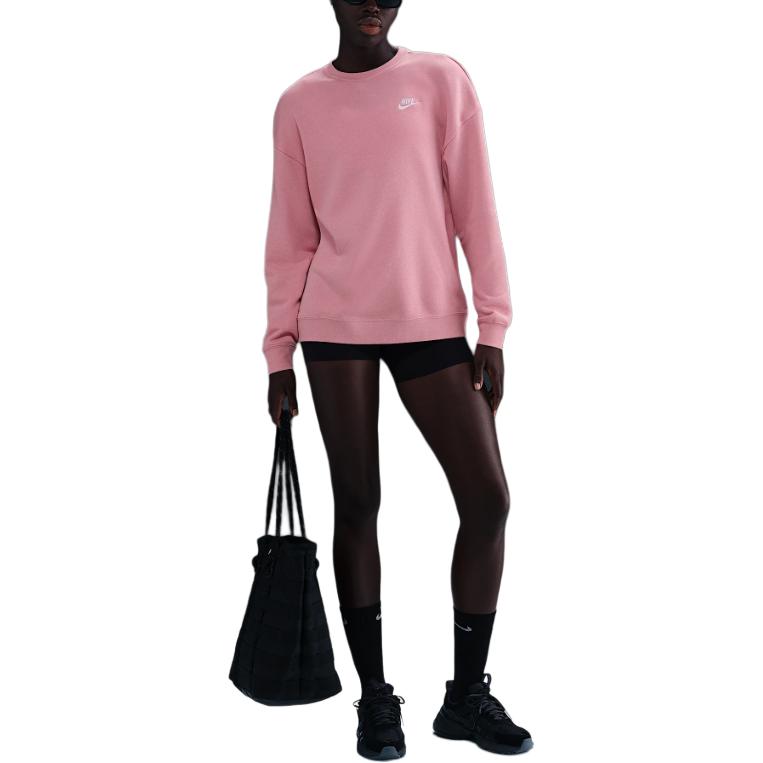 Nike Logo Embroidered Loose Long Sleeve Sweatshirt Women sweatshirt Pink HV2326-699