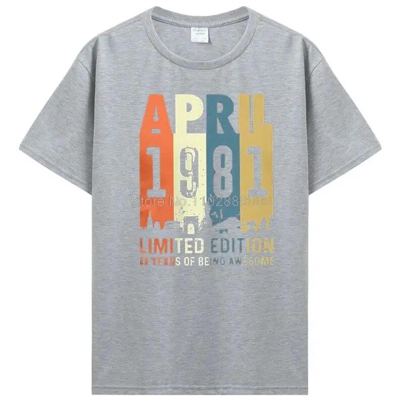 Vintage Tillverkad 1981 Alla Originaldelar Födelsedags-T-shirt Jubileums-T-shirt Oversized Unisex Kläder T-shirts För Unisex Streetwear