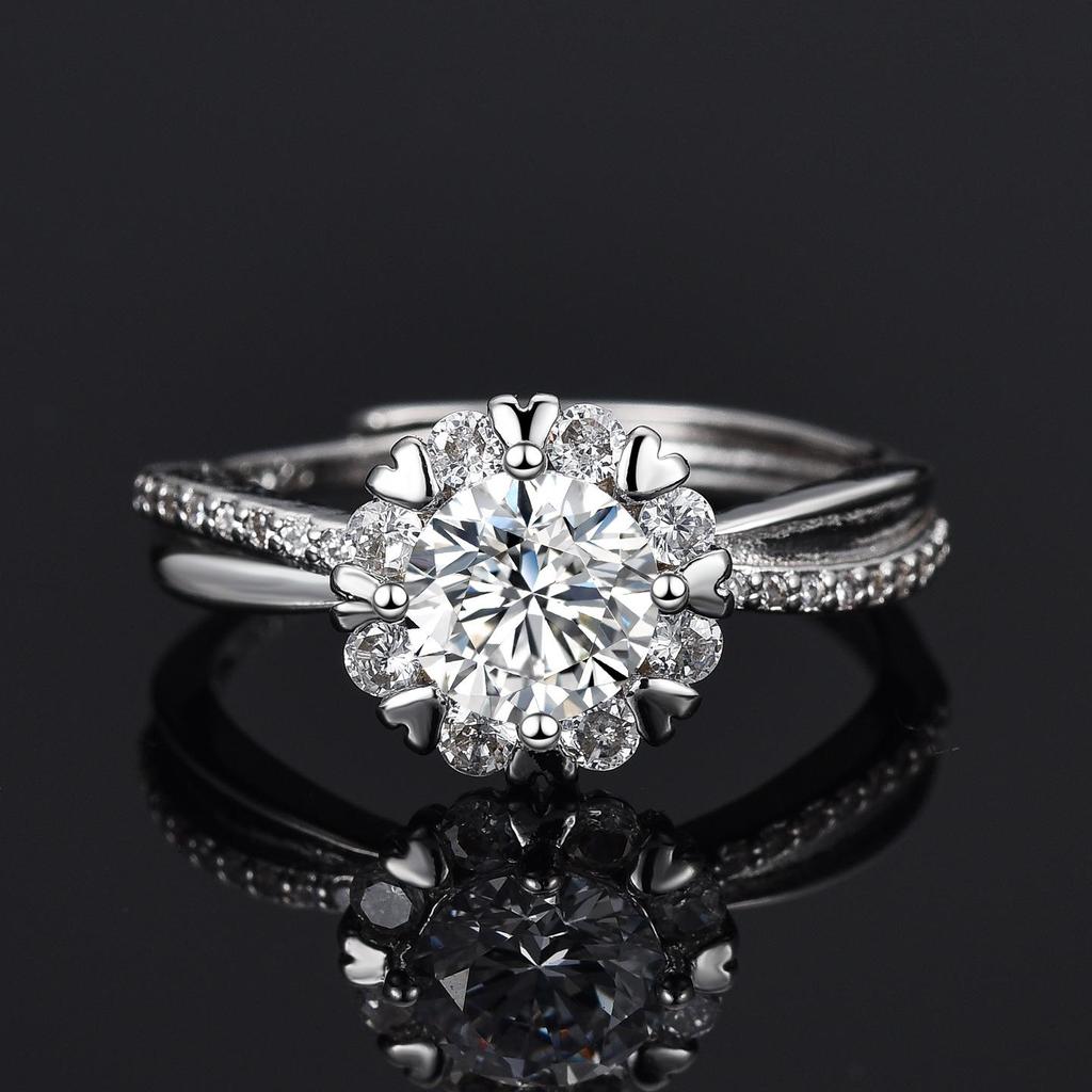 Elegant One Carat Snowflake Zircon Ring for Women – Light Luxury Proposal Jewelry